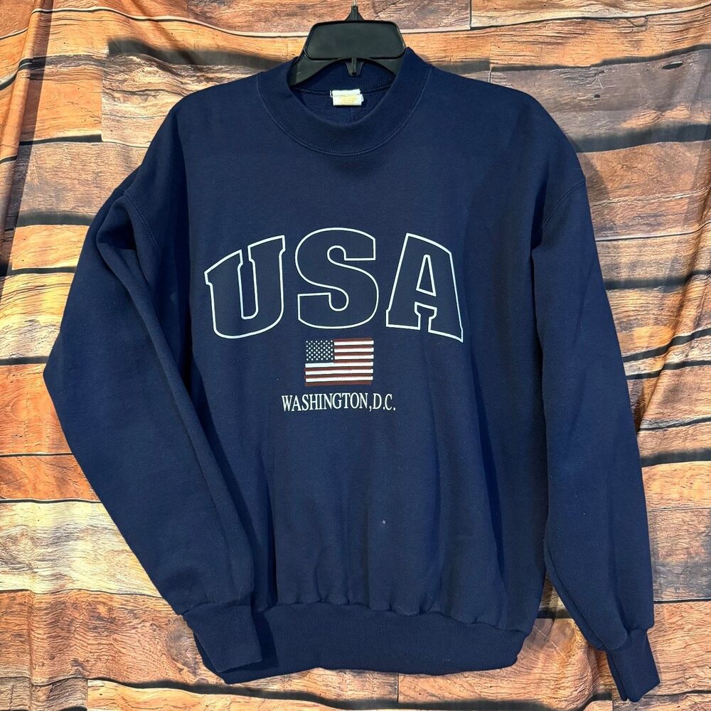 T's By DC Sweatshirt Men's L Navy Blue USA Washington DC 100% Cotton Vintage